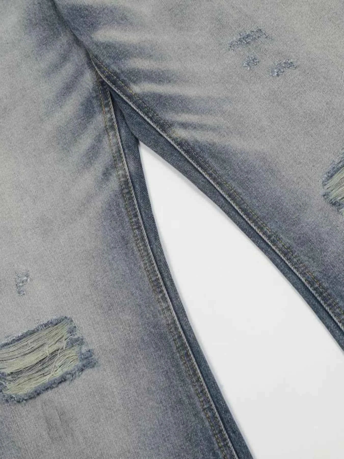 Men's Vintage Washed Gradient Distressed Flare Jeans